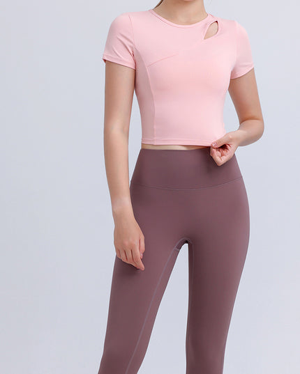 Round Neck Short Sleeve Active Top