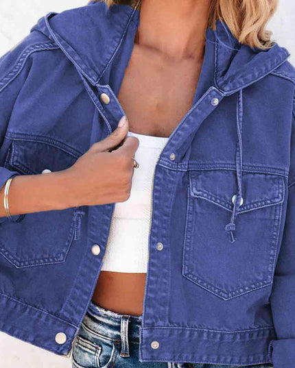 Hooded Dropped Shoulder Denim Jacket