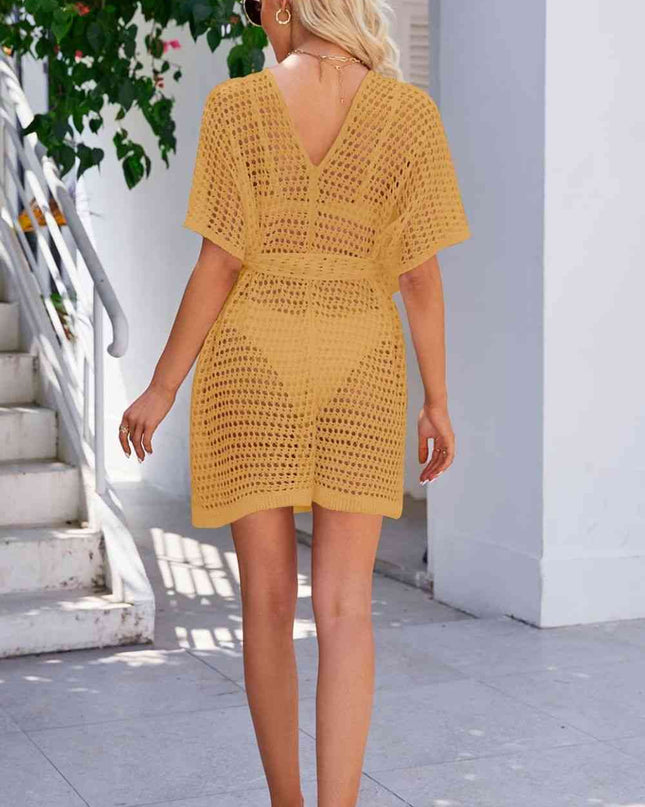 Openwork Tie Waist Cover Up