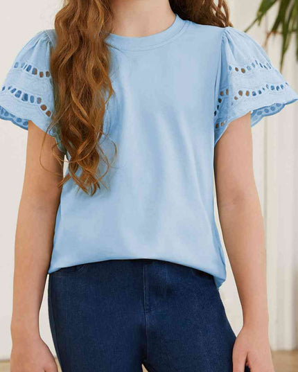 Round Neck Flutter Sleeve T-Shirt