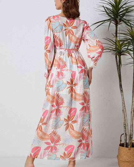 Printed Tie Waist Maxi Dress