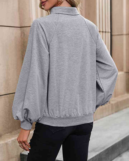 Collared Neck Raglan Sleeve Blouse