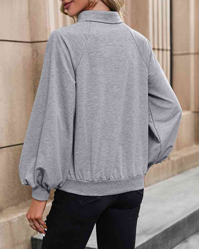 Collared Neck Raglan Sleeve Blouse