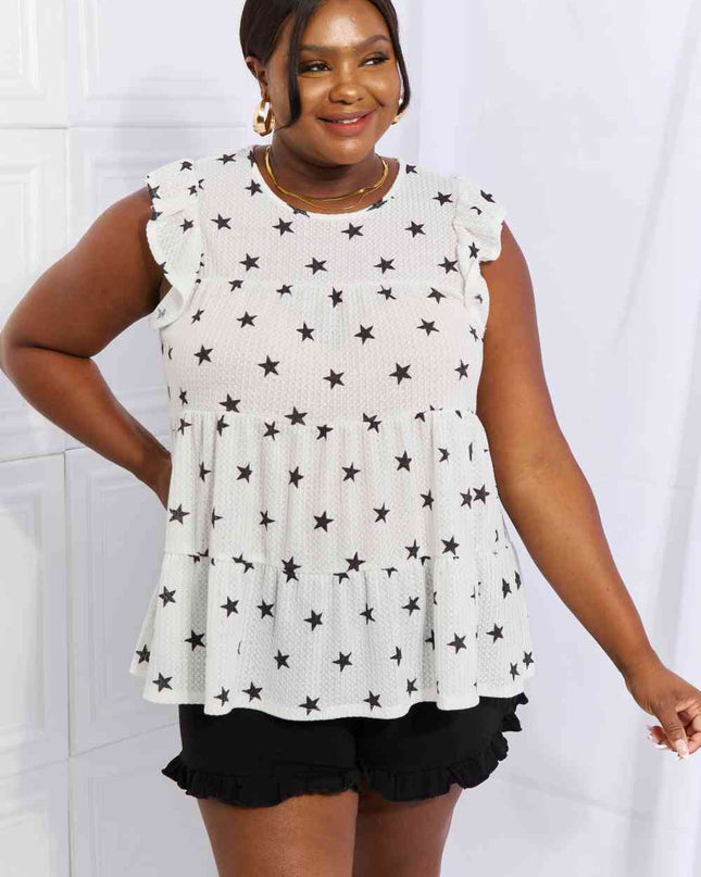 Heimish Shine Bright Full Size Butterfly Sleeve Star Print Top