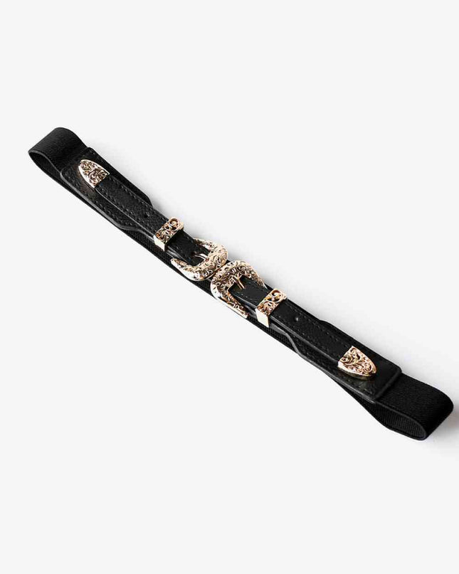 Double Buckle PU Leather Belt