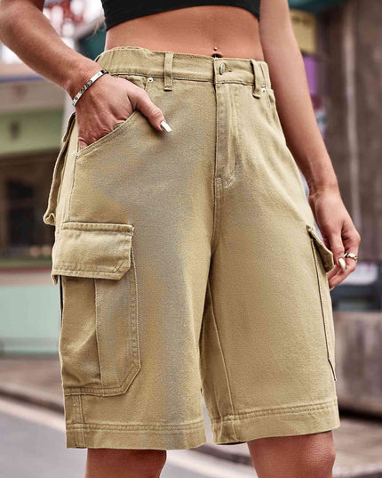 Denim Cargo Shorts with Pockets