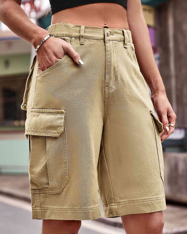 Denim Cargo Shorts with Pockets