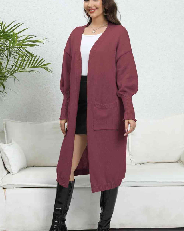 Open Front Dropped Shoulder Cardigan