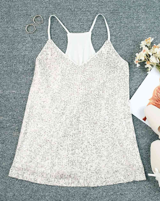 Sequin V-Neck Cami Top