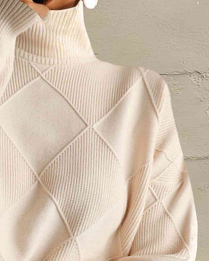 Geometric Turtleneck Long Sleeve Sweater