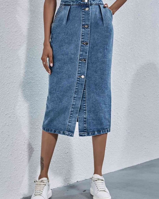 Button Down Denim Skirt