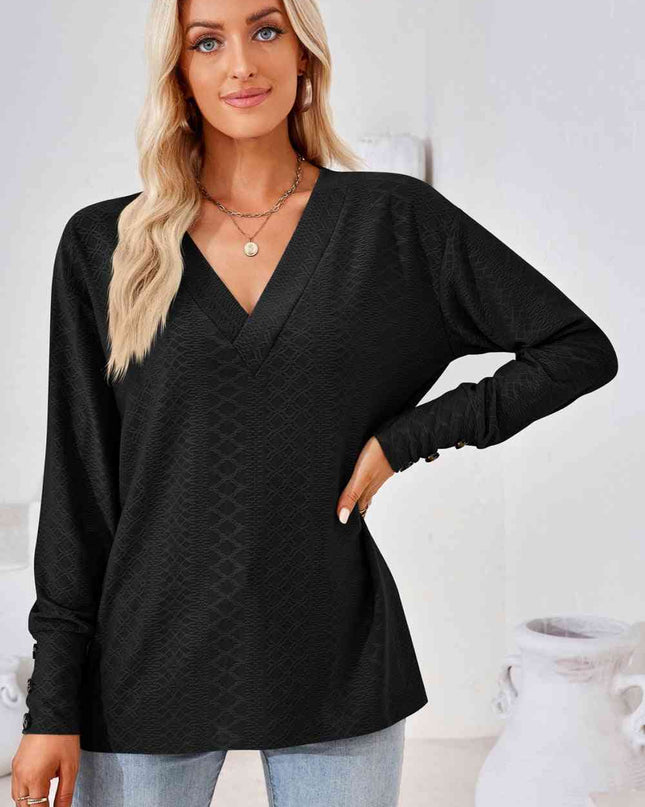 V-Neck Long Sleeve Blouse