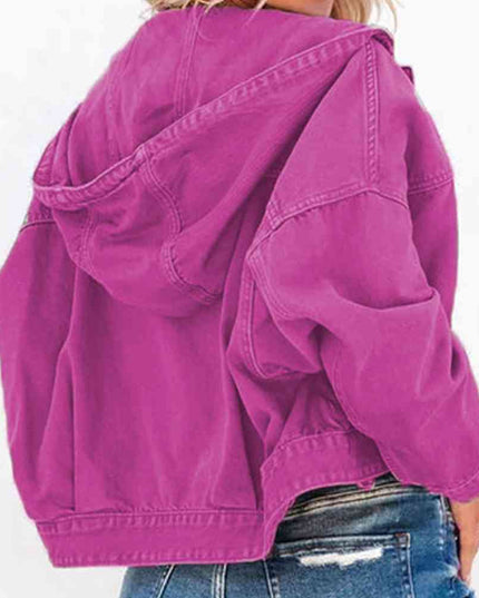Hooded Dropped Shoulder Denim Jacket