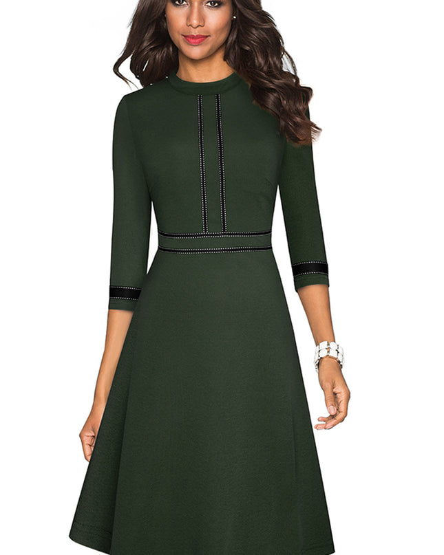 Round Neck Three-Quater Sleeve Dress