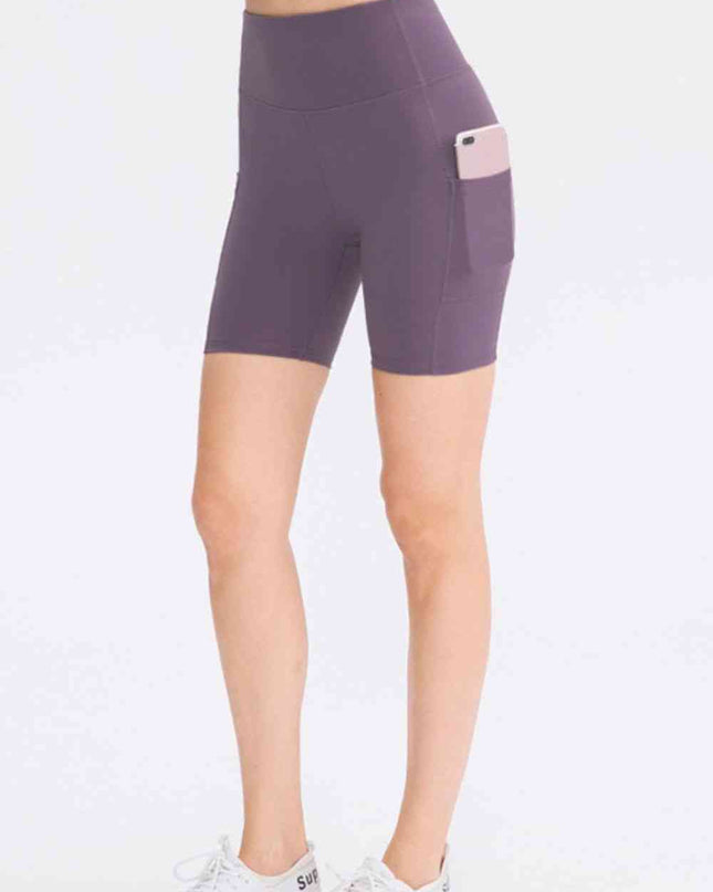 Wide Waistband Sports Shorts with Pockets