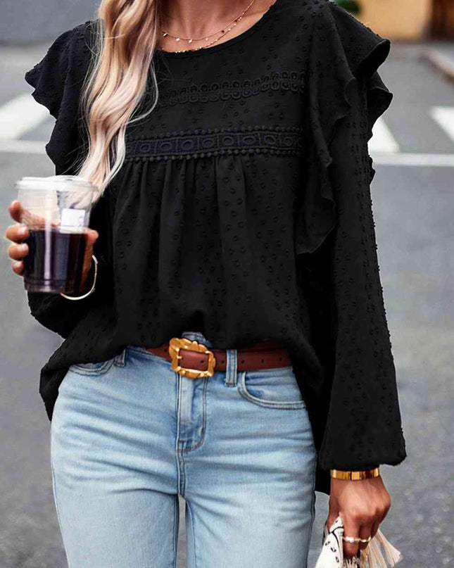 Round Neck Ruffled Blouse