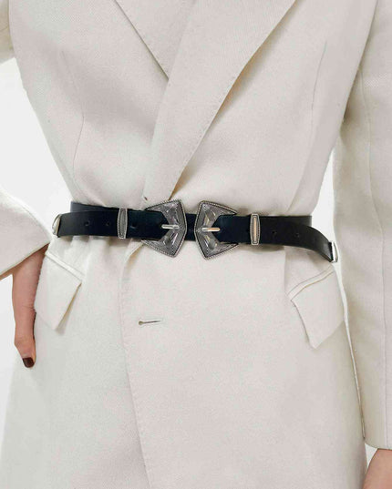 Double Buckle PU Leather Belt