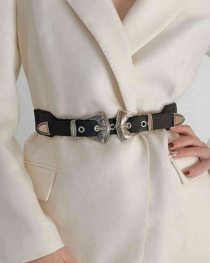 Double Buckle PU Leather Belt