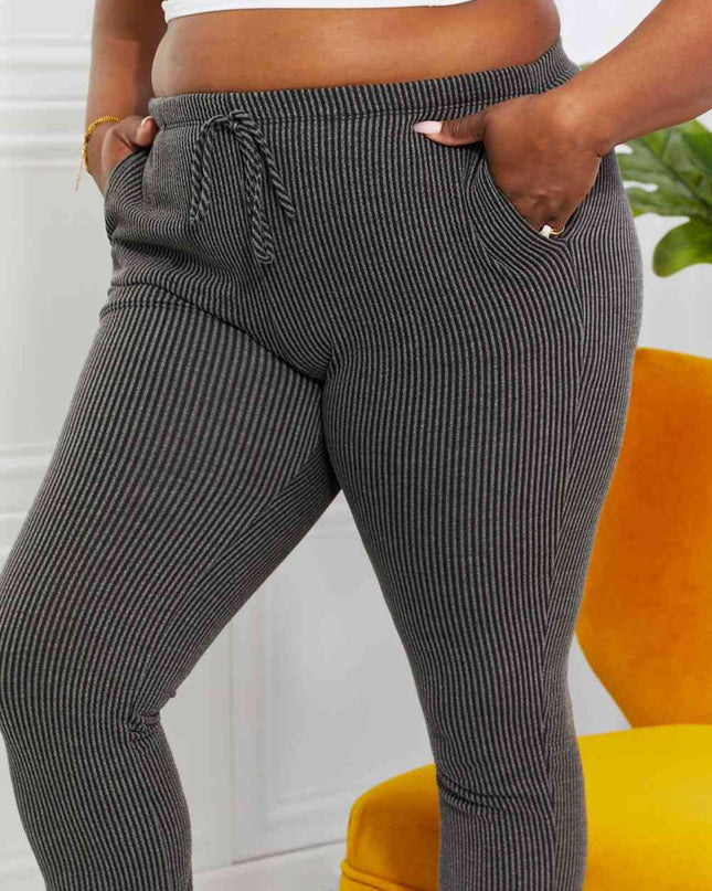 Blumin Apparel Full Size Easy Living Ribbed Joggers