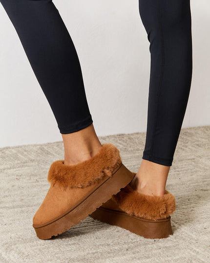 Legend Footwear Furry Chunky Platform Ankle Boots