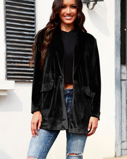 Button Up Pocketed Long Sleeve Jacket