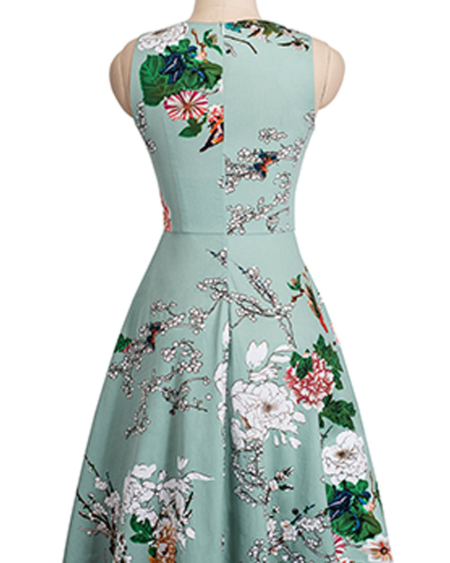 Printed Smocked Waist Sleeveless Dress