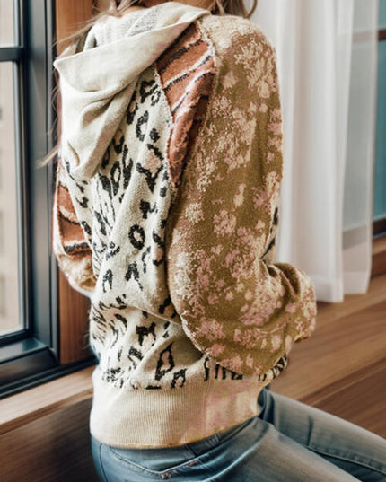 Leopard Drawstring Hooded Sweater