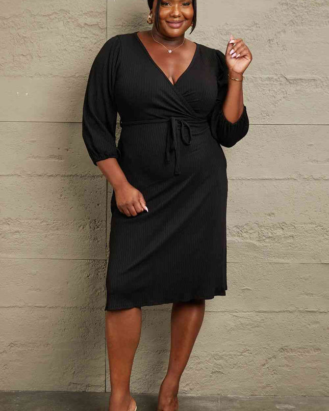 Culture Code Full Size Surplice Flare Ruching Dress