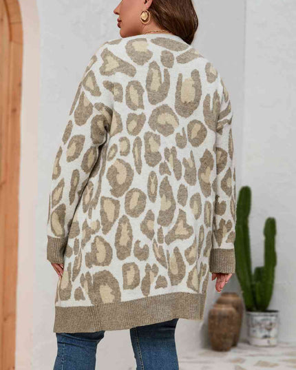 Plus Size Printed Long Sleeve Cardigan