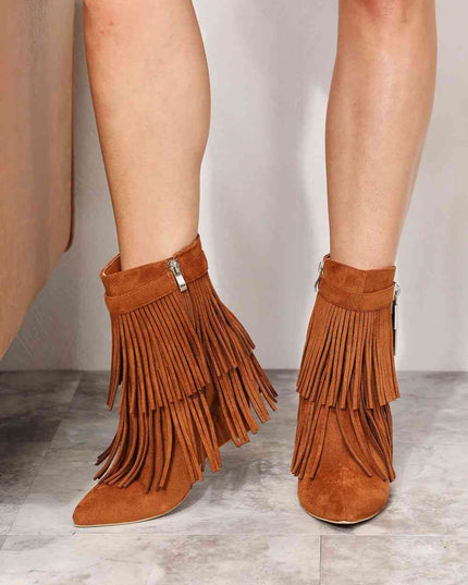 Legend Women's Tassel Wedge Heel Ankle Booties