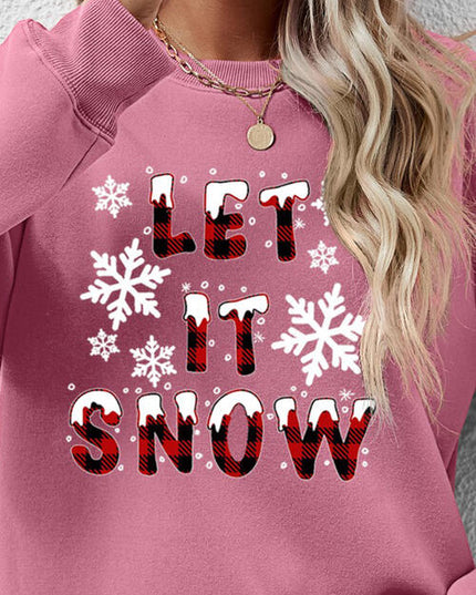 LET IT SNOW Round Neck Long Sleeve Sweatshirt