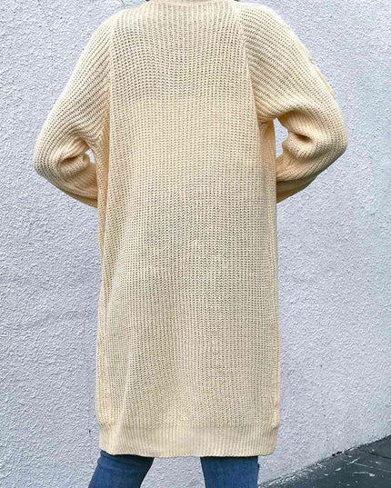 Open Front Cable-Knit Longline Cardigan