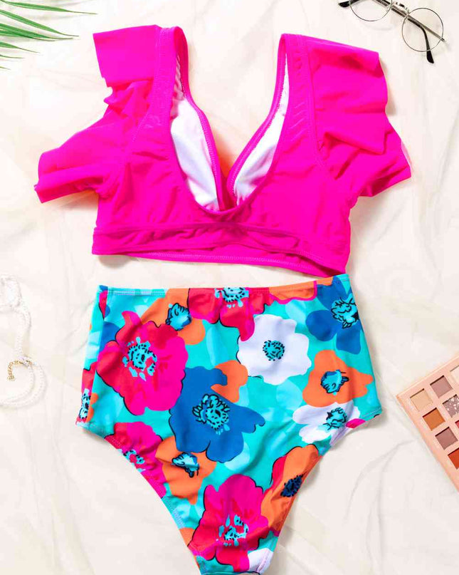 Cropped Swim Top and Floral Bottoms Set