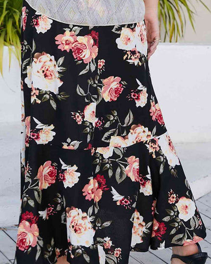 Plus Size Floral High-Rise Skirt