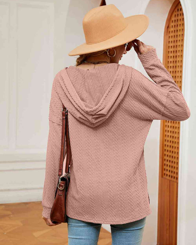 Half-Button Dropped Shoulder Hoodie