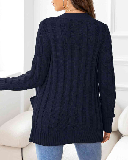 Button Down Cable-Knit Cardigan