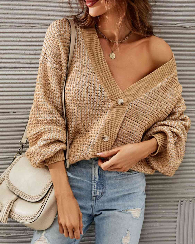 V-Neck Dropped Shoulder Cardigan