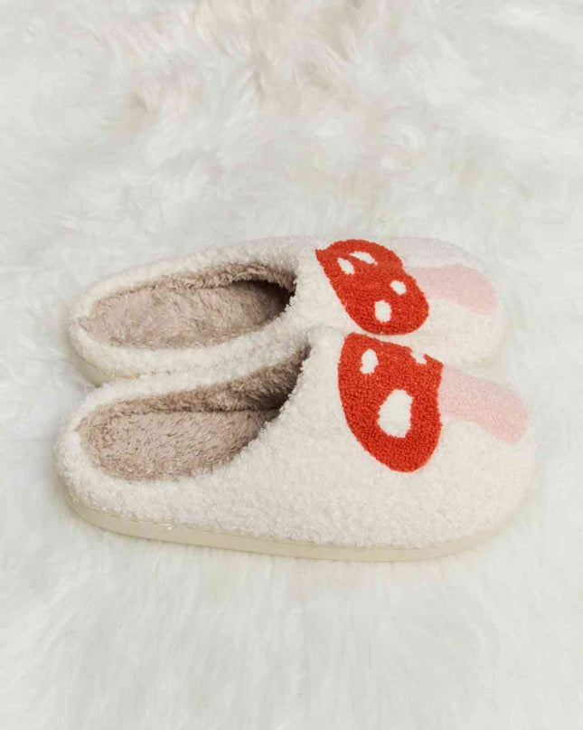 Melody Mushroom Print Plush Slide Slippers