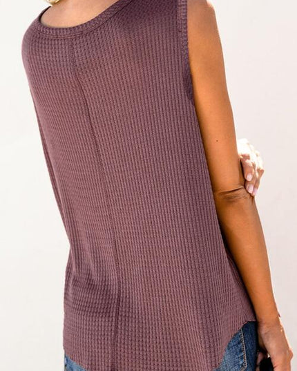 Waffle Knit Round Neck Tank
