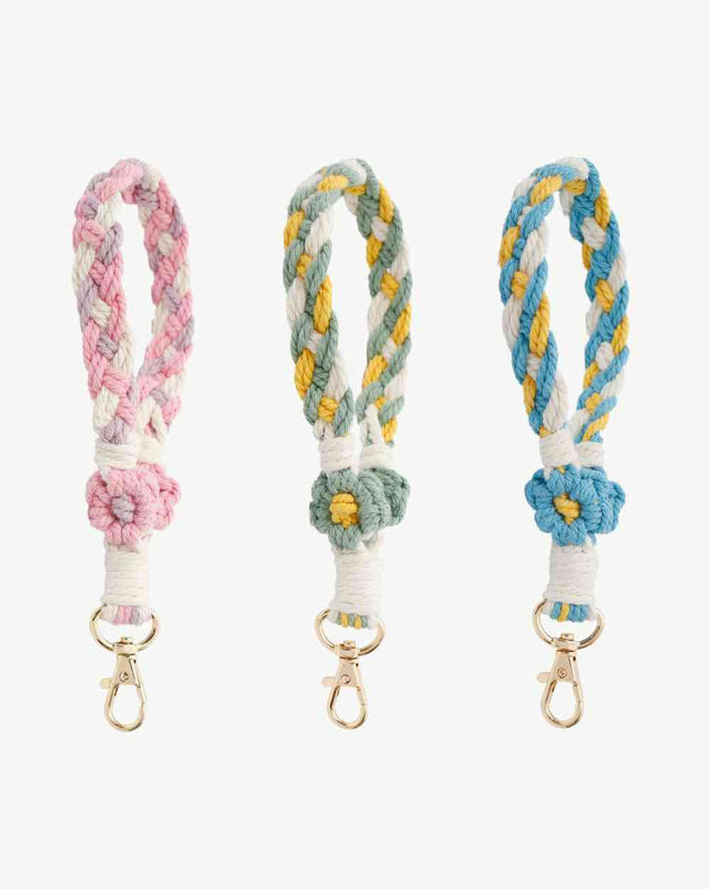 Floral Braided Wristlet Key Chain