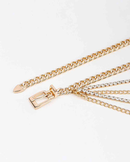 Rhinestone Decor Metal Chain Belt
