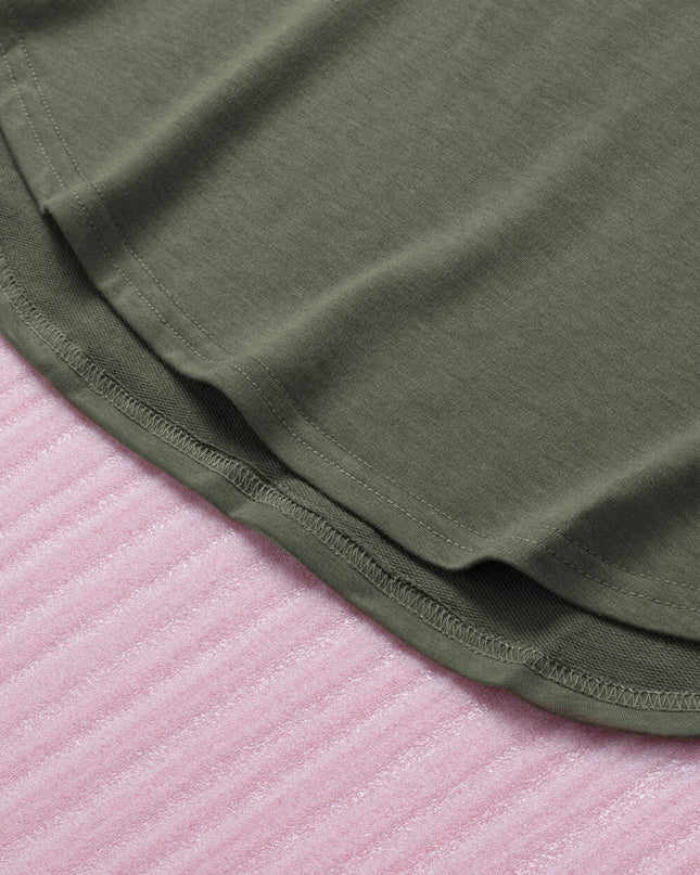 Button Detail Curved Hem Top
