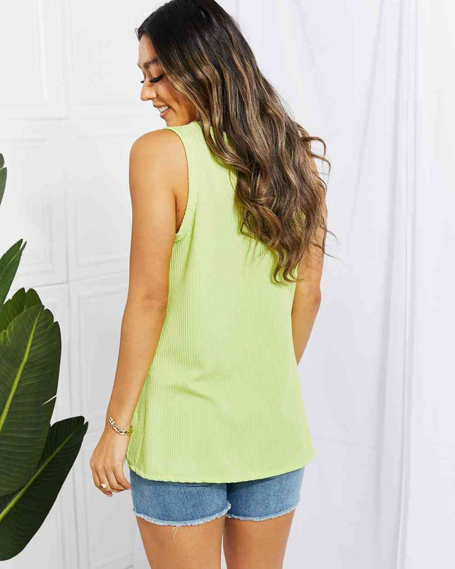 Blumin Apparel Chance of Sun Full Size Ribbed V-Neck Tank in Green