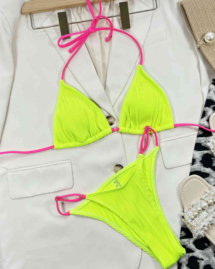 Ribbed Tie Back Bikini Set