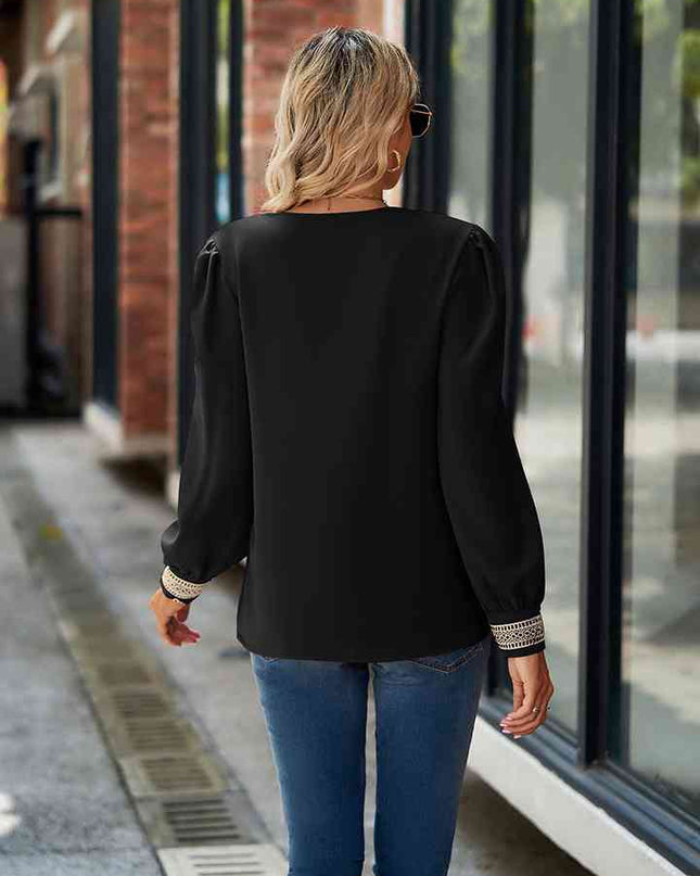 V-Neck Long Sleeve Blouse