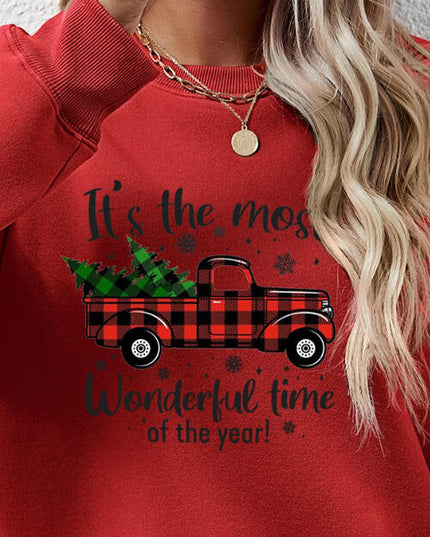Graphic Round Neck Long Sleeve Sweatshirt