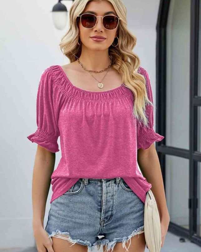 Short Flounce Sleeve Top
