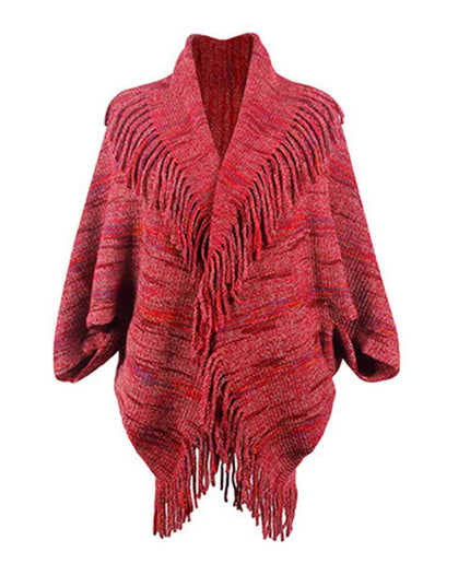 Fringe Detail Printed Poncho