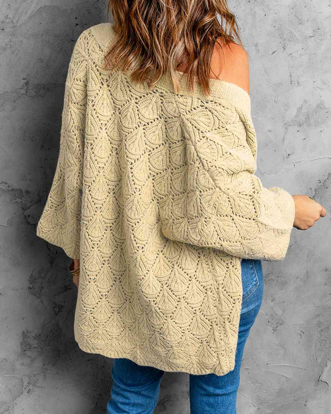 Scalloped Hem Open Front Cardigan