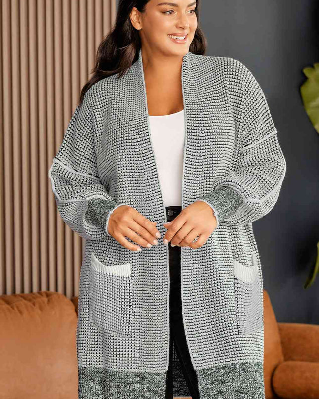 Plus Size Open Front Longline Cardigan